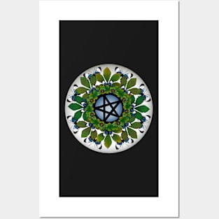 Full moon pentagram butterfly ring Posters and Art